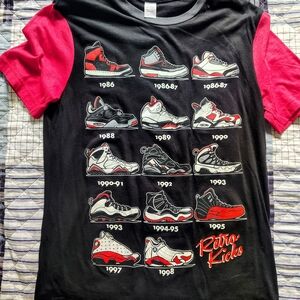 Retro Kicks Black and Red Men's Short Sleeve Tee
